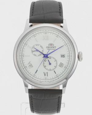 ORIENT BAMBINO AUTOMATIC LEATHER STRAP SILVER & WHITE MEN WATCH RN-AK0701S