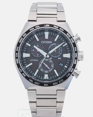 CITIZEN ATTESA ECO DRIVE RADIO SOLAR ACT LINE SILVER MEN WATCH CB5966-69E