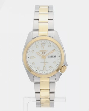 SEIKO 5 SPORTS SKX AUTOMATIC SILVER & YELLOW GOLD WOMEN WATCH SRRA002