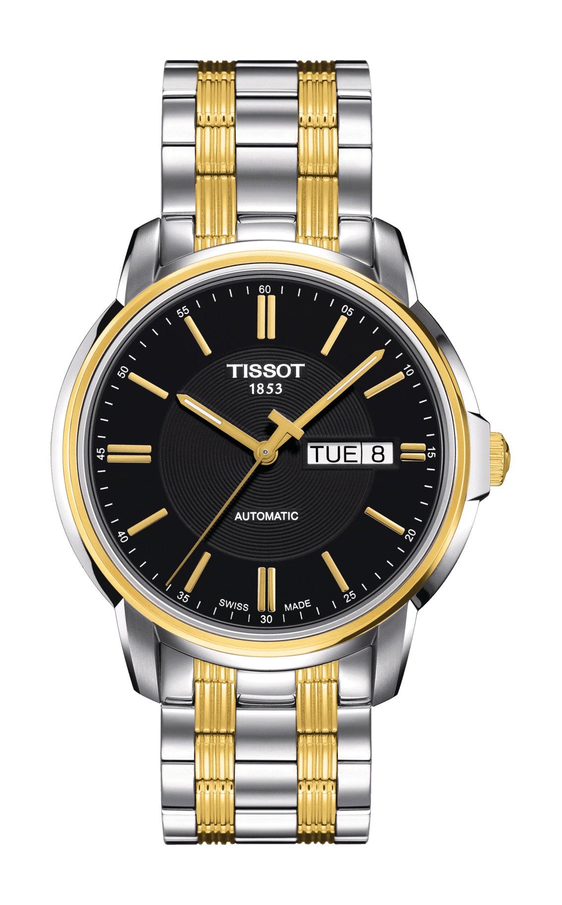TISSOT T-CLASSIC AUTOMATICS III SILVER & GOLD 39 MM MEN WATCH T065.430.22.051.00
