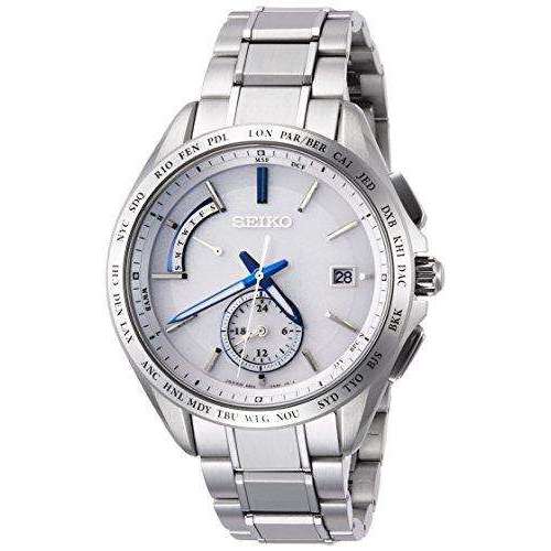 SEIKO BRIGHTZ SOLAR RADIO WAVE DUAL TIME DISPLAY SILVER MEN WATCH