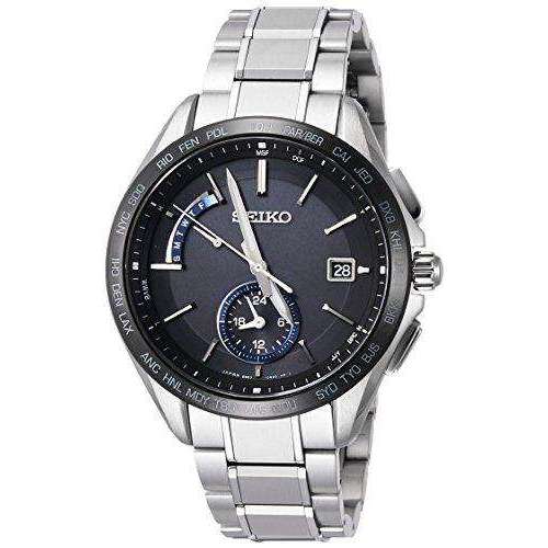 SEIKO BRIGHTZ SOLAR RADIO WAVE DUAL TIME DISPLAY SILVER MEN WATCH