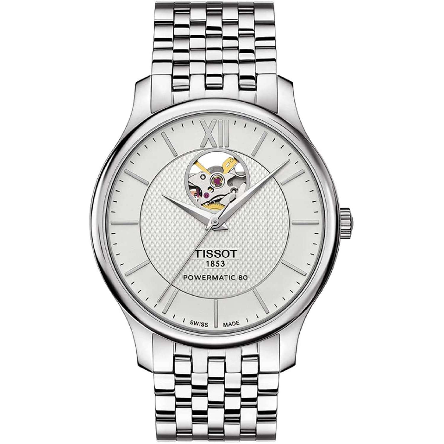 ROOK JAPAN:TISSOT TRADITION POWERMATIC 80 OPEN HEART 40 MM MEN WATCH T0639071103800,Luxury Watch,Tissot Tradition