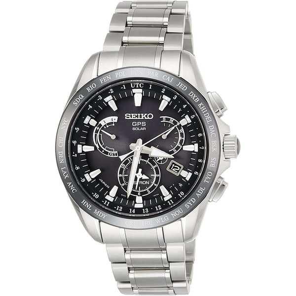 SEIKO ASTRON GPS SOLAR DUAL TIME TRIPLE DIAL SILVER MEN