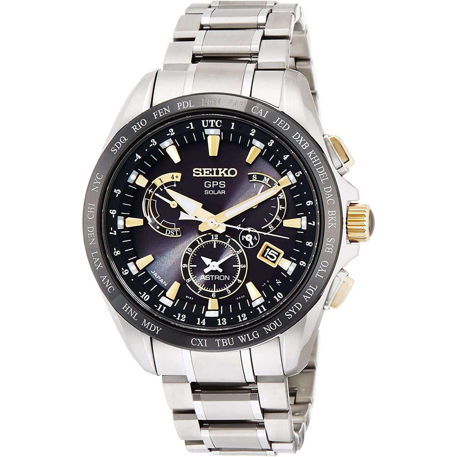 ROOK JAPAN:SEIKO ASTRON GPS SOLAR RADIO WAVE DUAL TIME TITANIUM MODEL SILVER MEN WATCH SBXB073,JDM Watch,Seiko Astron