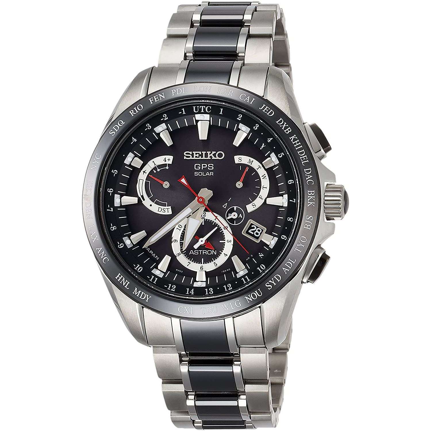 SEIKO ASTRON GPS SOLAR DUAL TIME SILVER MEN WATCH SBXB041 - ROOK JAPAN