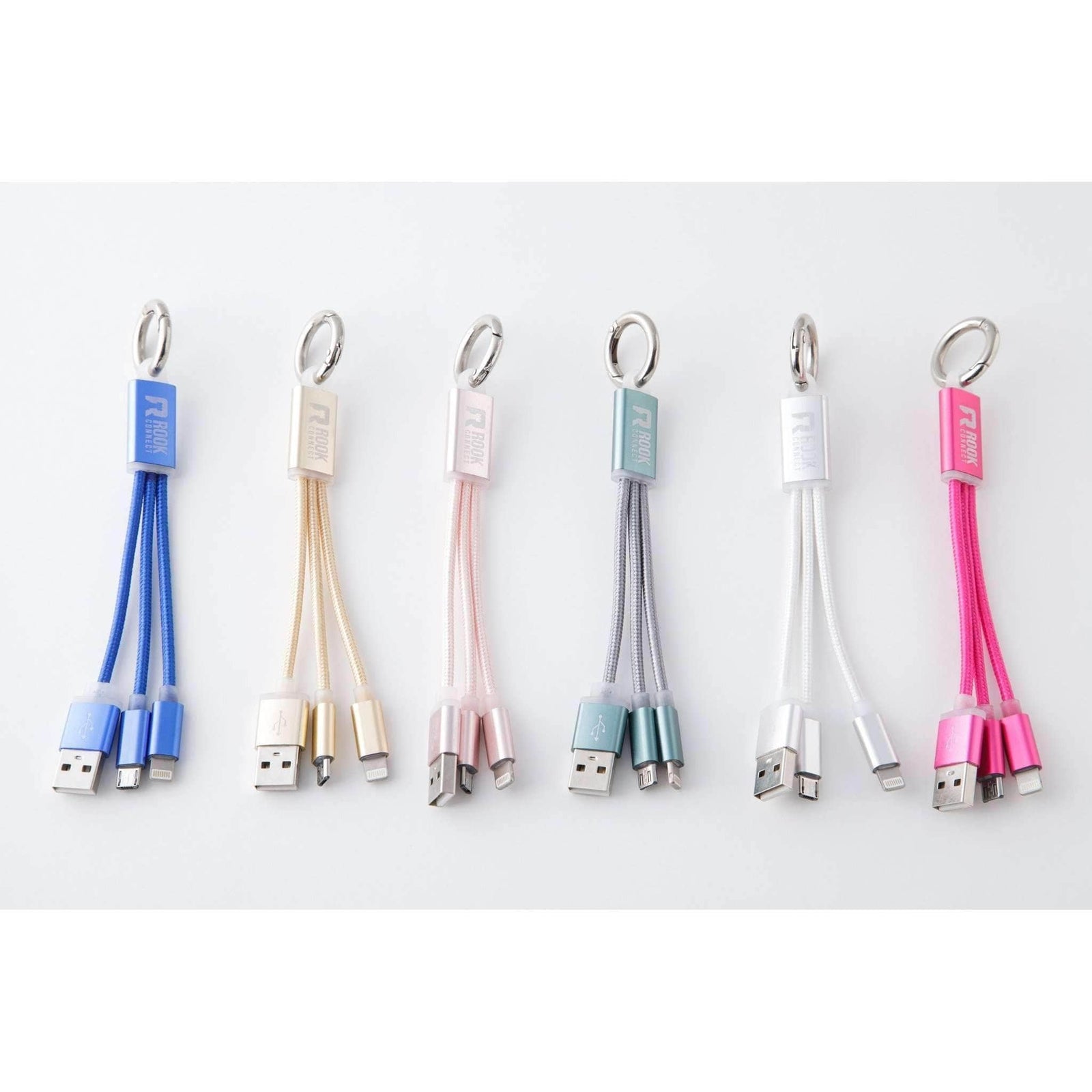 ROOK JAPAN:"ROOK CONNECT" 2 in 1 Lightning and Micro USB Charging Cable with Keychain RC10006,USB Charging Cable,Rook Connect
